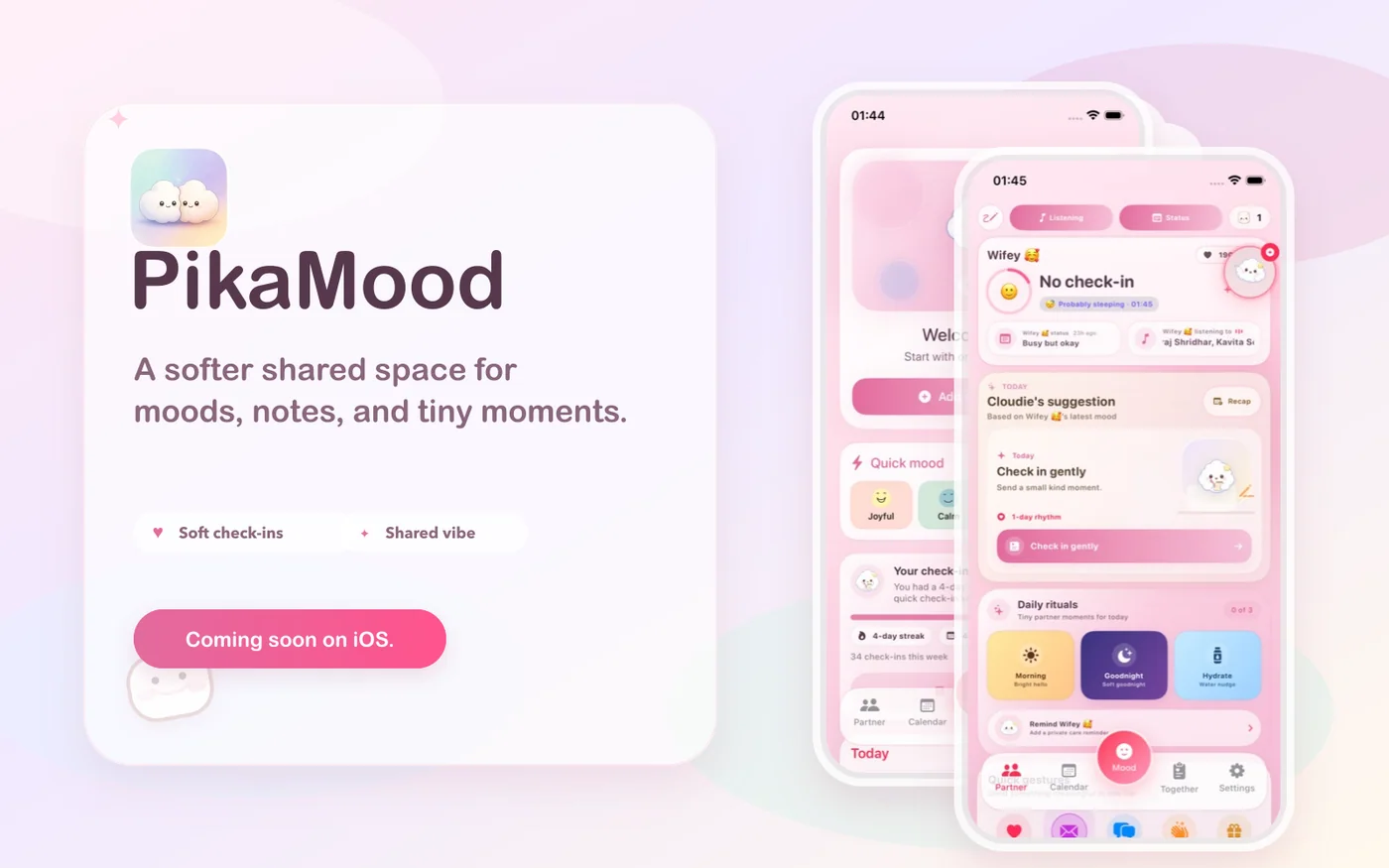 PikaMood brand card with soft phone app previews