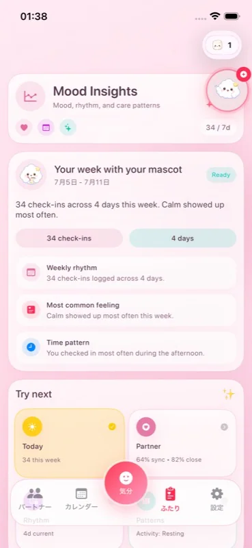 Japanese PikaMood insights screen